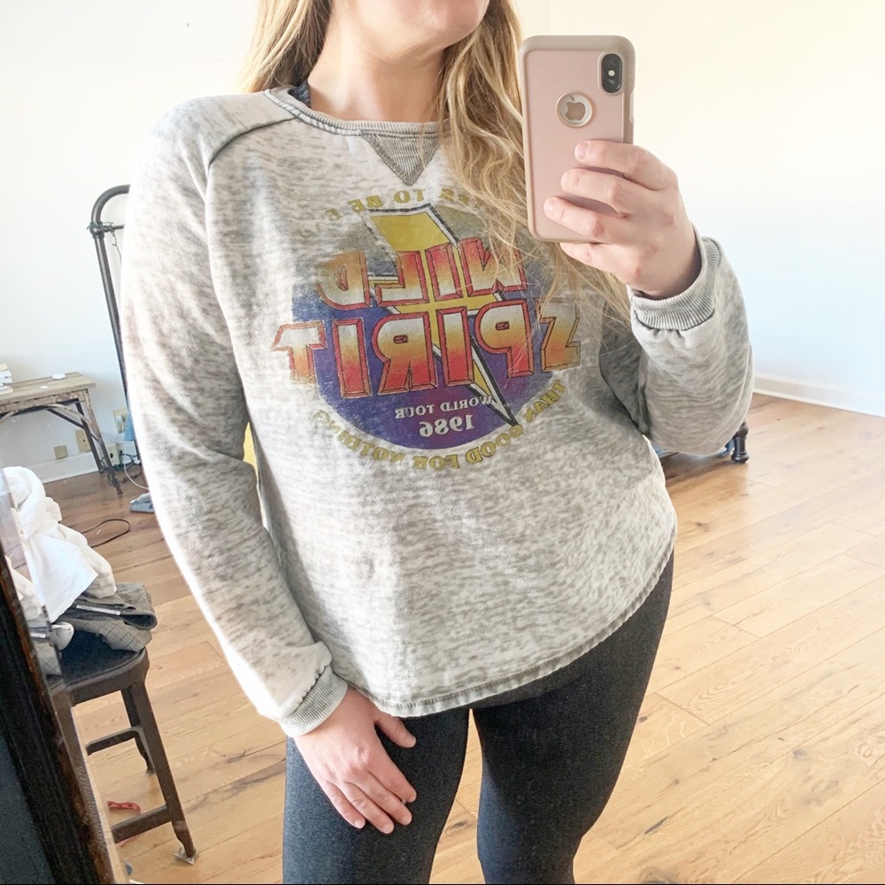 FREEZE gray burnout graphic crewneck sweatshirt